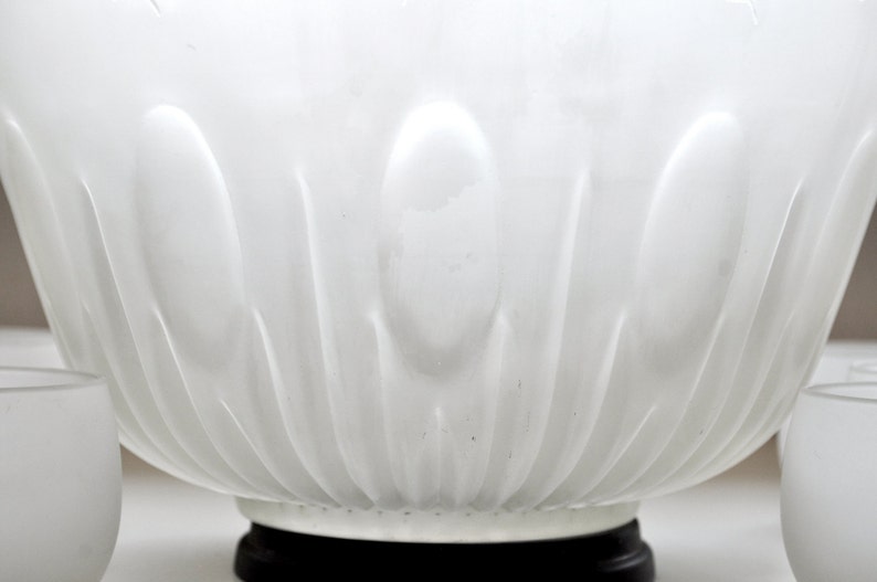 Vintage Frosted Glass Punch Bowl Set Etsy