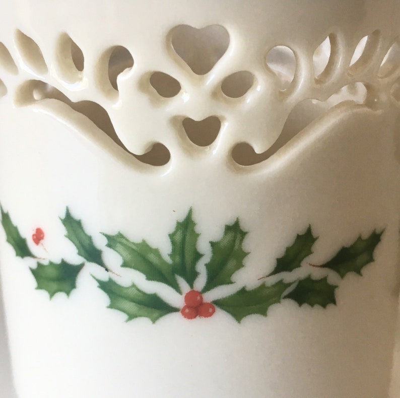 Lenox Holiday Votive Candle Holders Pierced Holly Set of 6 Etsy