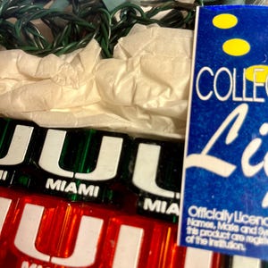 Vintage University of Miami Hurricanes Florida Football College Lights Game Day String Lights Go Canes Man Cave Deck Porch Sport Room Decor