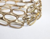 Vintage Fossil Armband breite durchbrochene Gitter Link Armband moderne Matte Gold Vintage Armband Marken Vintage-Modeschmuck