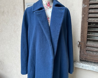 Vintage blue wool and cashmere coat