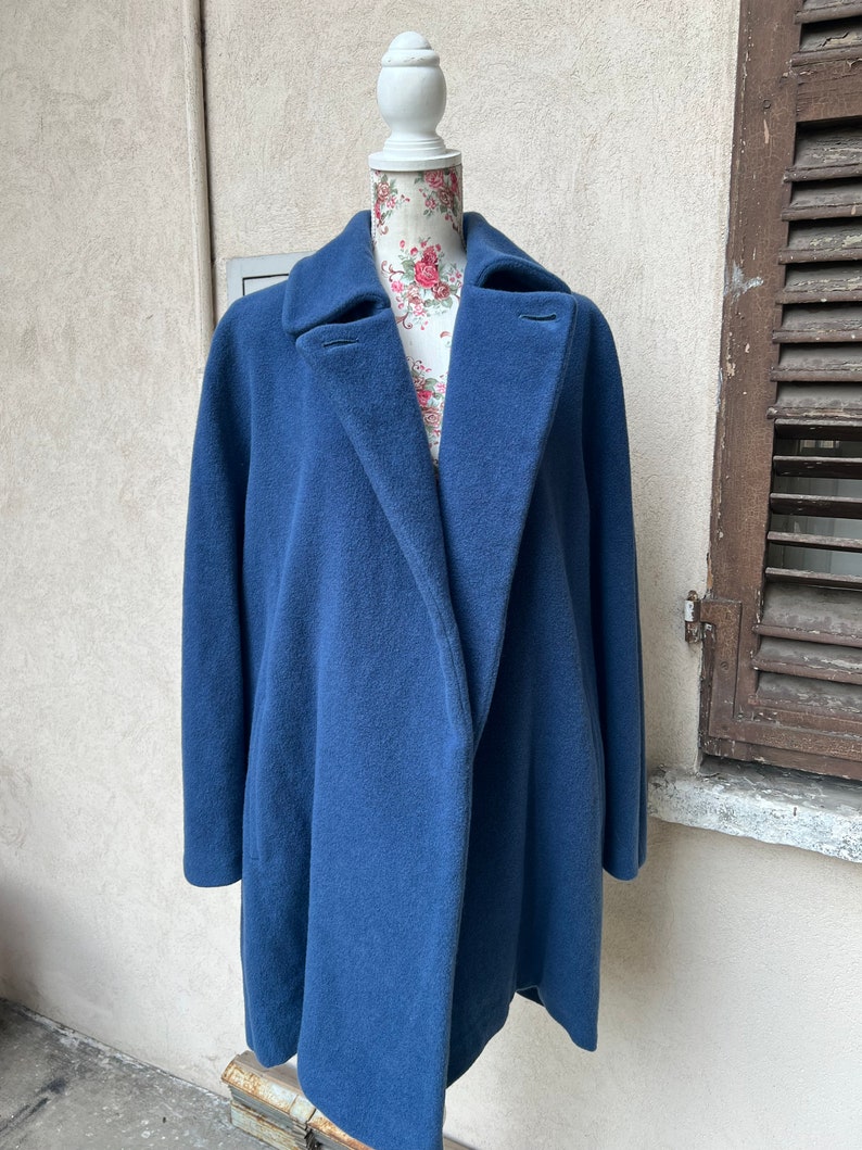 Vintage blue wool and cashmere coat image 1