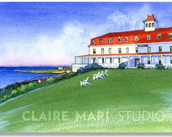 Block Island art • Rhode Island art • Spring House Inn  watercolor art print, coastal wall art, wedding gift, anniversary gift