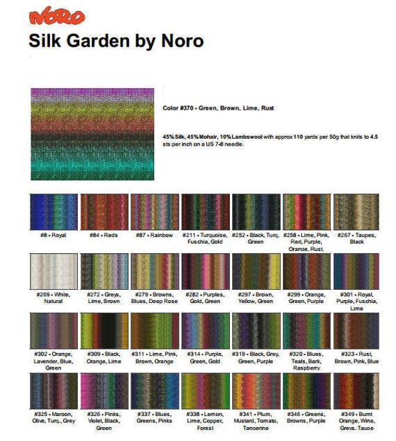 Noro Silk Garden Color Chart