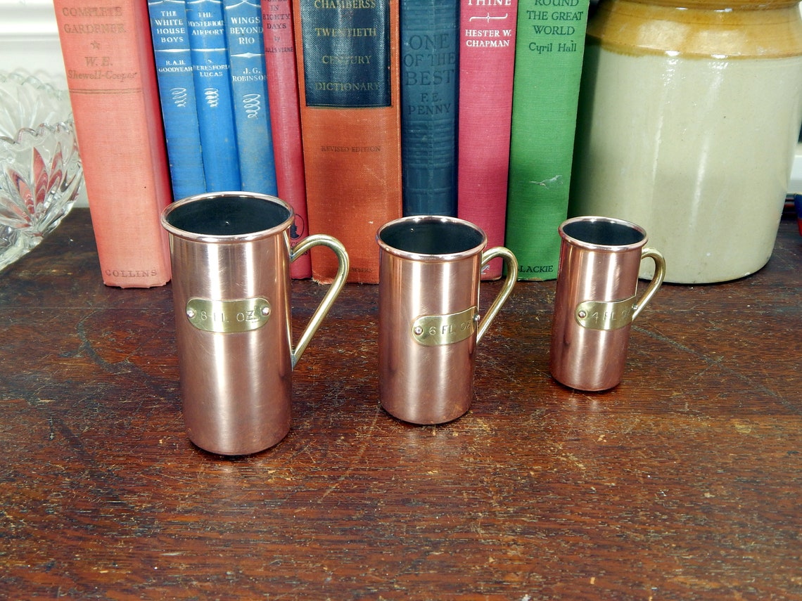 Set of 3 Vintage Copper Fluid Oz Measure Cups | Etsy 3 Oz Of Oil In Cups