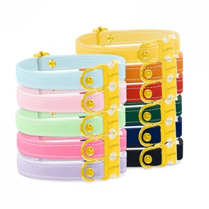 Cat Collar - “Signature” - Solid Color Pastel Cat Collar / Breakaway + Non-Breakaway / Holiday, Halloween, Fall, Winter / Gold / Cat, Kitten