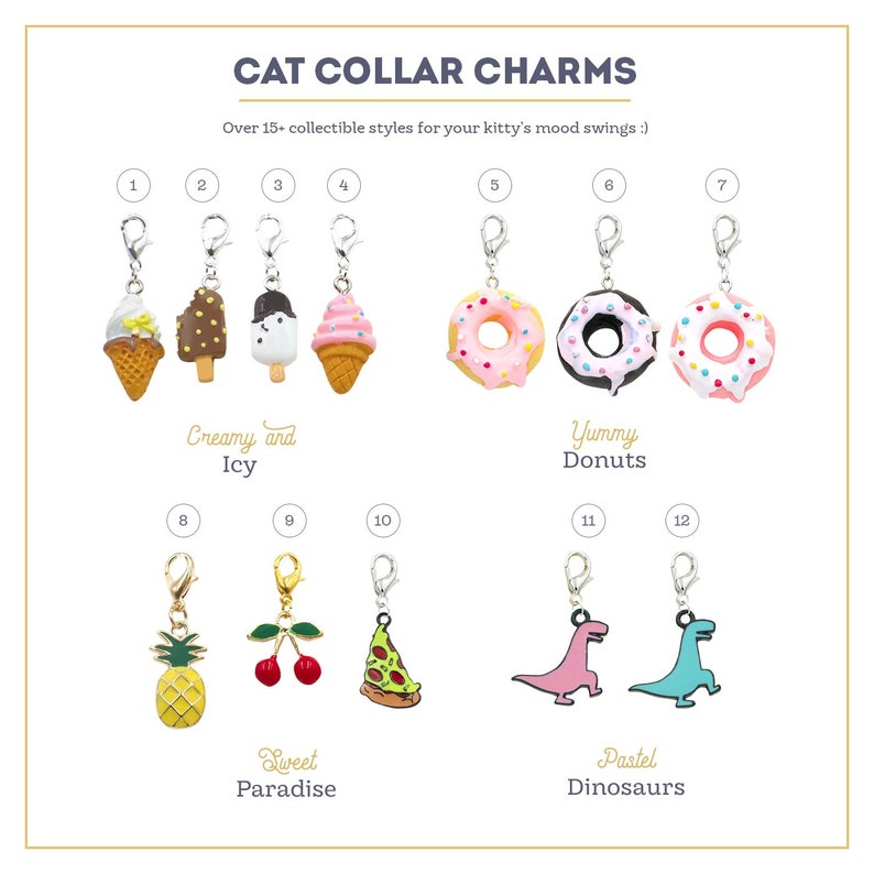 Cat Collar Charms for Cat Collars or XXS Dog Collars Etsy