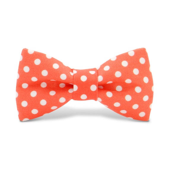 Cat Bow Tie Orange White Dots Print Bow Tie / | Etsy