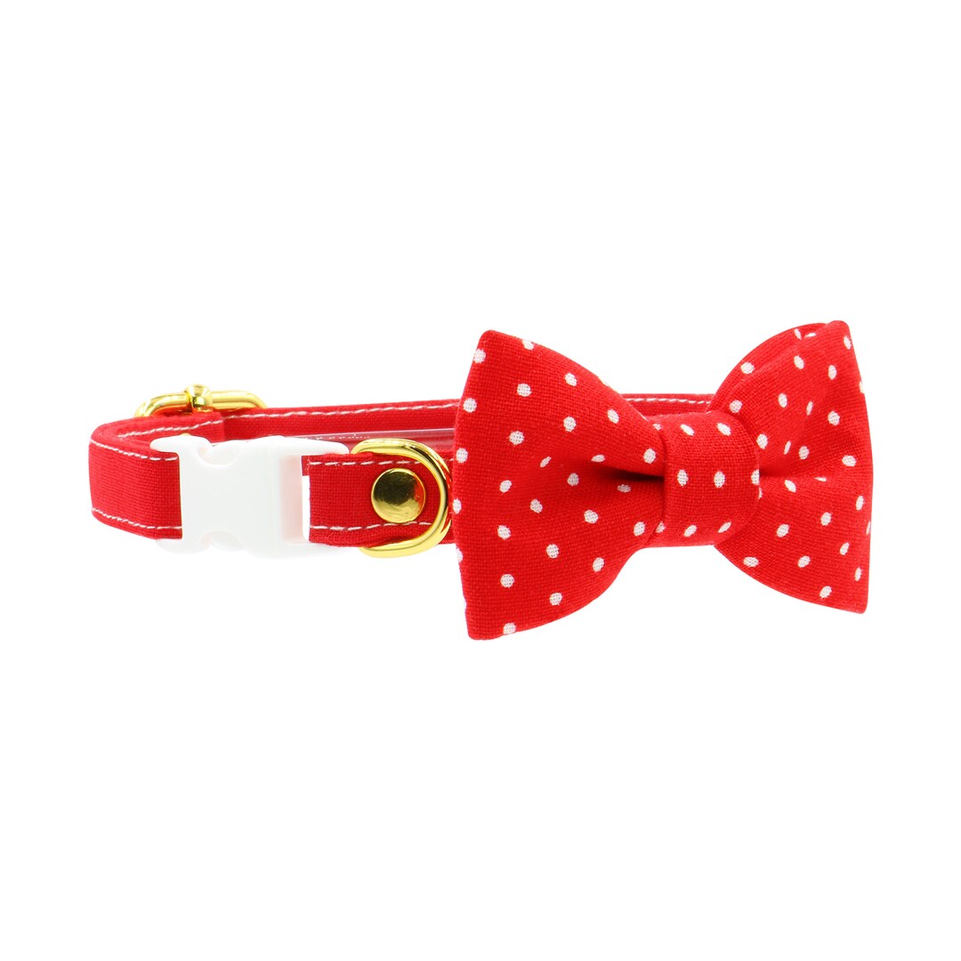 Red Cat Collar Bow Tie Set With Cat Collar Breakaway Safety Etsy
