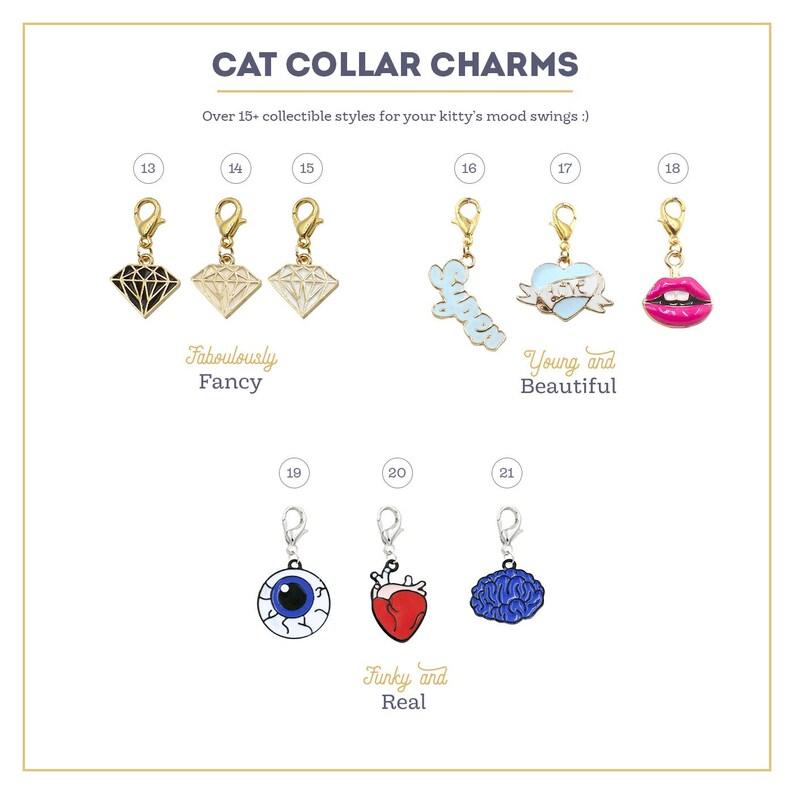 Cat Collar Charms for Cat Collars or XXS Dog Collars Etsy