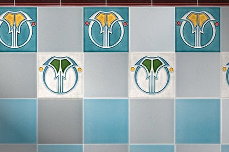 Reproduction Art Nouveau Ceramic Tiles Backsplash Kitchen Etsy Uk