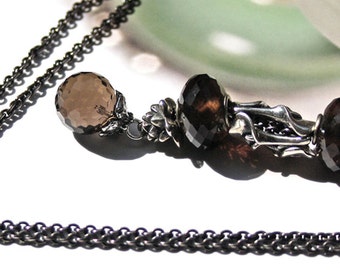 925 Silver Fantasy  Necklace with Smoky Quartz