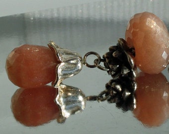 925 Silver Fantasy-Necklace with  a fac. peach Moonstone Pendant