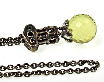 925 Silver Fantasy-Necklace with facetted Lemoncitrine  Pendant