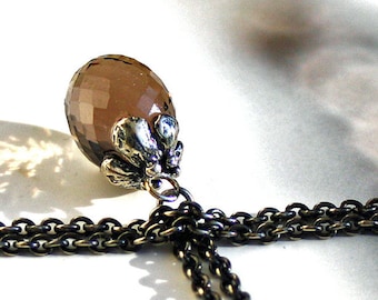 925 Silver Fantasy necklace with  Smoky Quartz