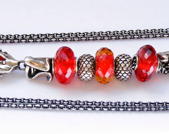 925 Silver Fantasy-Necklace with faceted Red Quartz Pendant