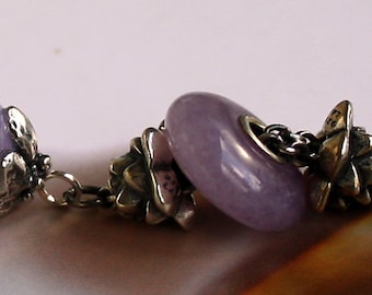 925 Silver Fantasy-Necklace with facetted Lavender Chalcedony Pendant