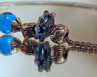 925 Silver Fantasy-Necklace with facetted London Blue Quartz Pendant