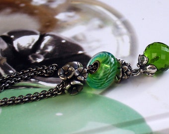 925 Silver Fantasy-Necklace with facetted Peridot Green Pendant