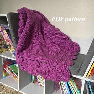 PDF Crochet fan baby blanket with solid square center