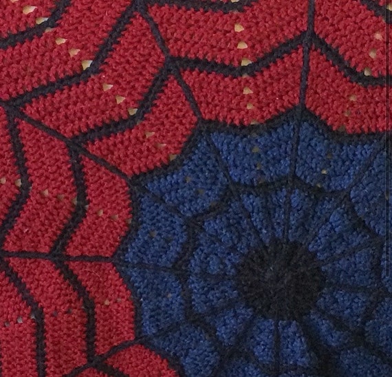 Pattern only Spiderman inspired round ripple crochet