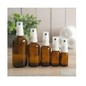 Nachfüllbare braune Glasflaschen mit weißer Zerstäuber-Sprühflasche Feinnebel-Fingerspray-Bad und Beauty DIY-Hautpflege-Aromatherapie-Hautspray