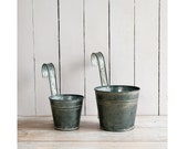 Vintage Style Garden Metal Hanging Pot Planter - Balcony Pot with Hooks Fence Indoor-Outdoor Garden Plant Pot for Herbs Flowers