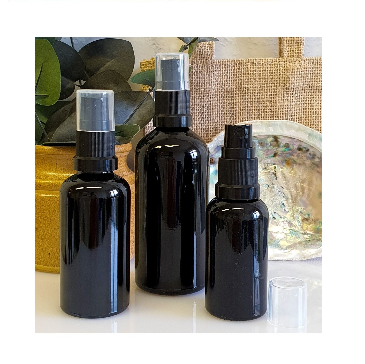 Black Glass Bottles 100ml 50ml and 30ml with Black Atomiser Etsy