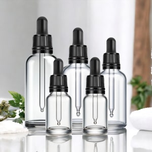 Élégants flacons compte-gouttes en verre transparent - Idéal pour l'aromathérapie, le bricolage, la beauté, les arts et l'artisanat - Débloquez une créativité sans limites !