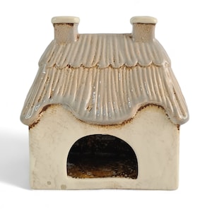 Ceramic Cream Thatched Country Cottage Candle Holder Ceramic House Tealight Holder Pottery Fairytale Cottage Candle Holder image 5