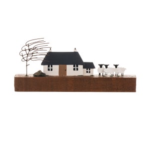 Shoeless Joe - Croft with Sheep - Handcrafted Wood & Tin Home Accessory or Xmas Gift Idea / Rustic Home Decor Mantle Shelf Ornament