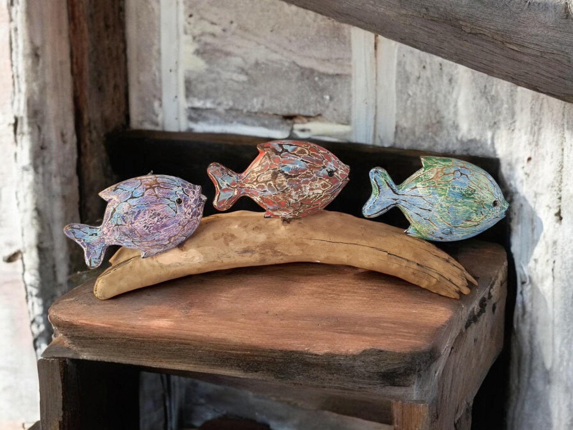 Handcrafted Driftwood Fish Sculpture - Unique Multicolour Coastal Art for Home Decor, Beach House or a Thoughtful Ocean Inspired Gift