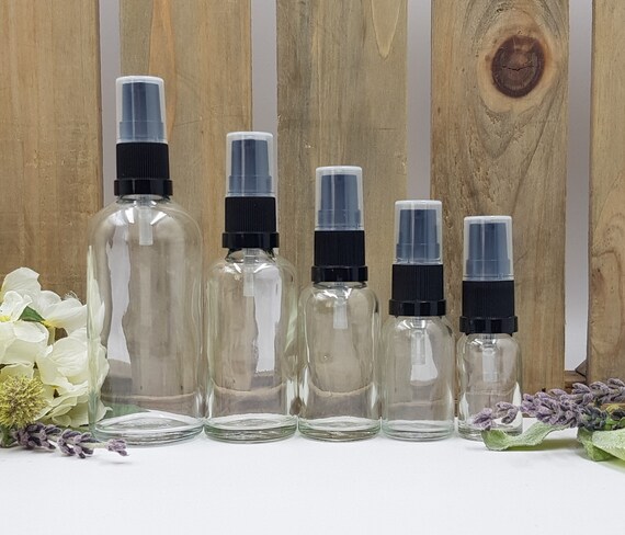 Download Clear Glass Bottles 10ml 15ml 30ml 50ml 100ml With Black Treatment Lotion Serum Gel Pump Tops
