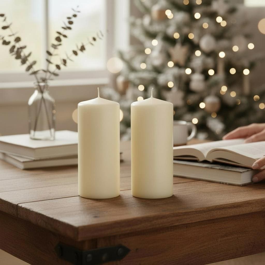 Ivory Pillar Candles 7x15cm | Unscented European-made | RAL
