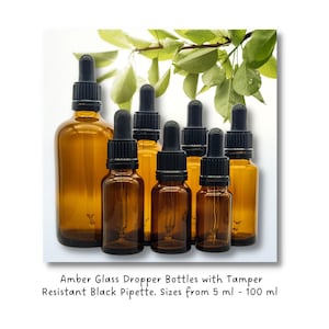 Refillable Brown UV Resistant Glass Dropper Bottles with Black Pipettes - DIY Beauty, Serums, First Aid, Ink, Flavours, Oils, Aromatherapy
