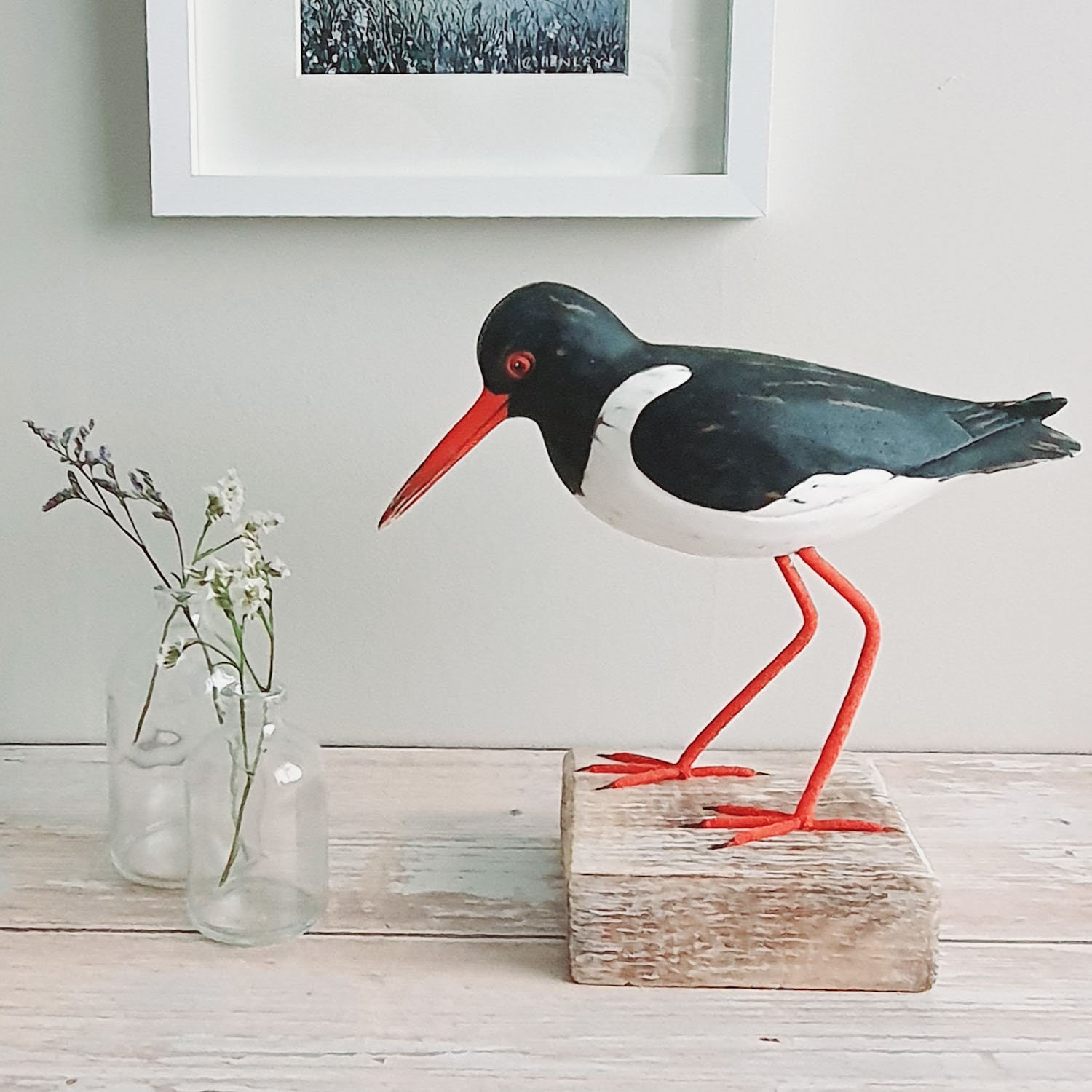 Wooden Sea Bird Oyster Catcher Ornament Hand Carved Figure Etsy
