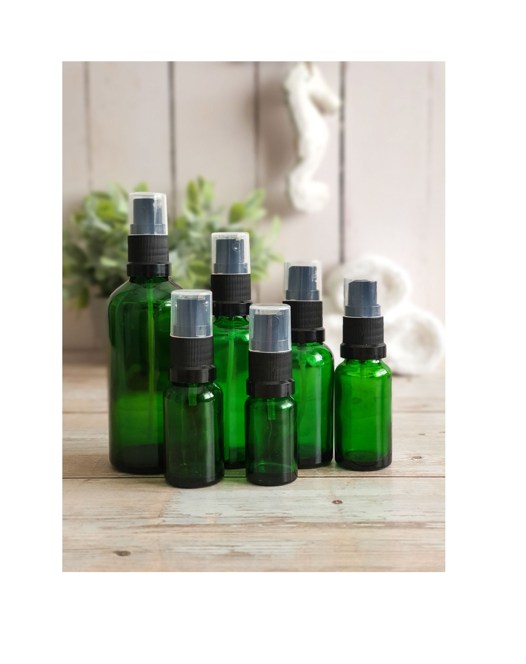 Refillable Green Glass Spray Bottles Eco Refill Room Etsy Uk