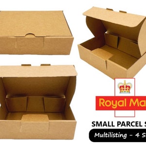 Gift Boxes, Small Parcel boxes, Mail box, Shipping carton, Postal boxes. Brown Cardboard boxes for posting. 4 sizes.
