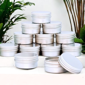 Petites boîtes de rangement rondes en métal 15 ml / Boîtes de voyage / Rechargeables / Pots de rangement pour bougies, baume à lèvres, herbes, graines, travaux manuels / Couvercle hermétique image 1