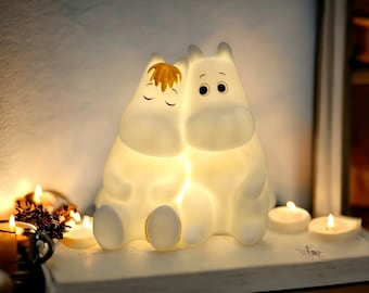 Moomin and Snorkmaiden Character LED Lamp with USB Port - Quirky, Romantic and Charming Night Light - Valentines Day Gift Idea