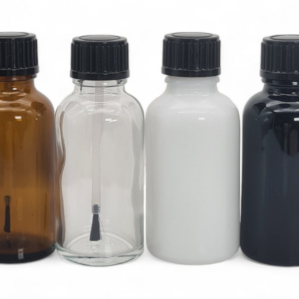 Bouteilles en verre (30 ml) avec pinceau / bouteilles artisanales pratiques pour stocker et utiliser de la colle, du vernis, de la peinture, etc. / rechargeables et recyclables