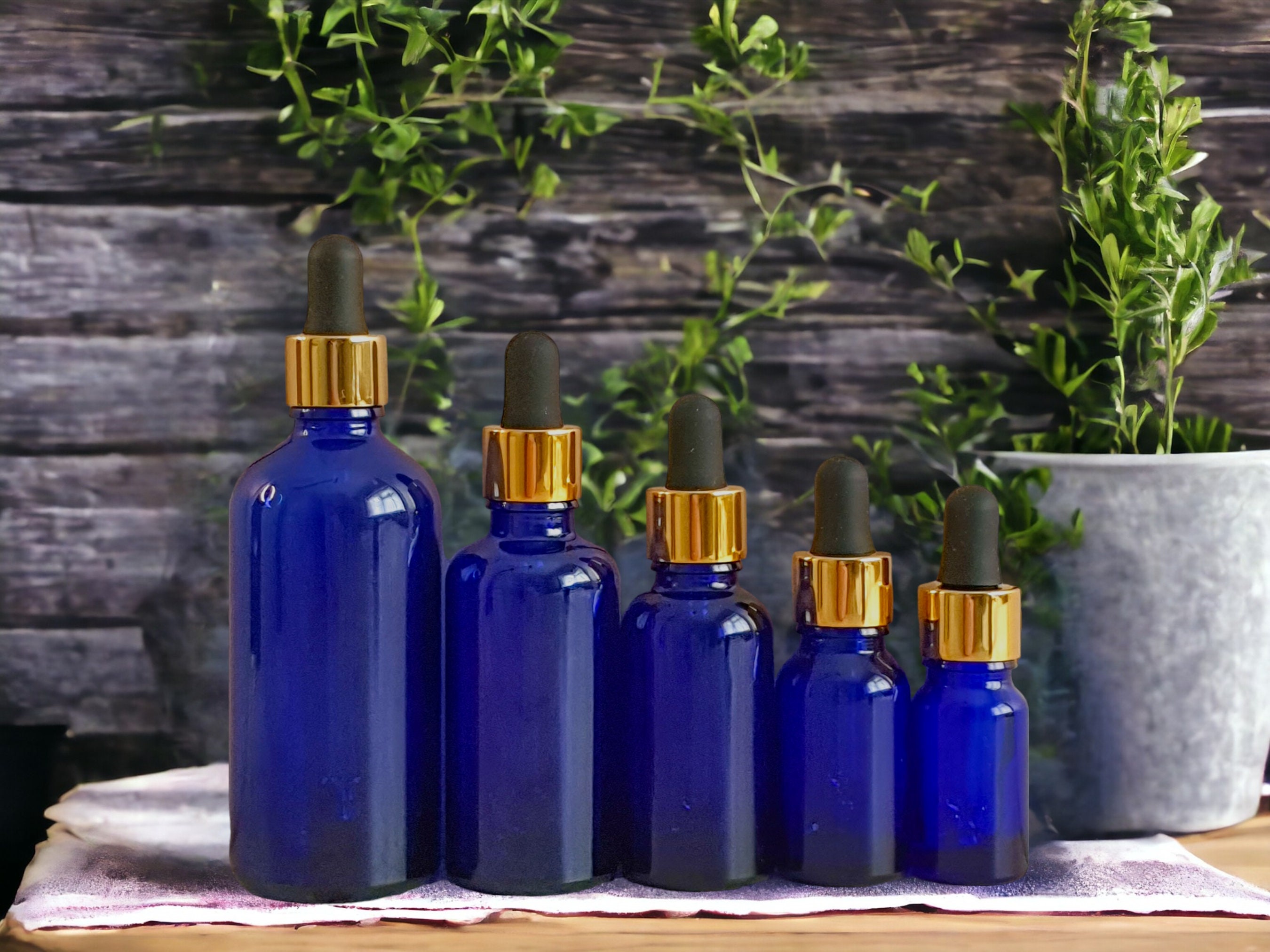 Cobalt Blue Dropper Bottles with Gold and Black Pipettes | Refillable Glass Bottles for Essential Oils, Perfumes, and DIY Beauty Products