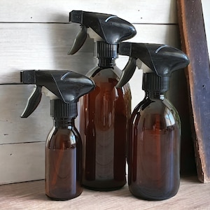 Refillable Brown Plastic Bottles Soap Dispenser - Lightweight - Black Trigger Spray - On Trend Bathroom Accessory - Sold Empty