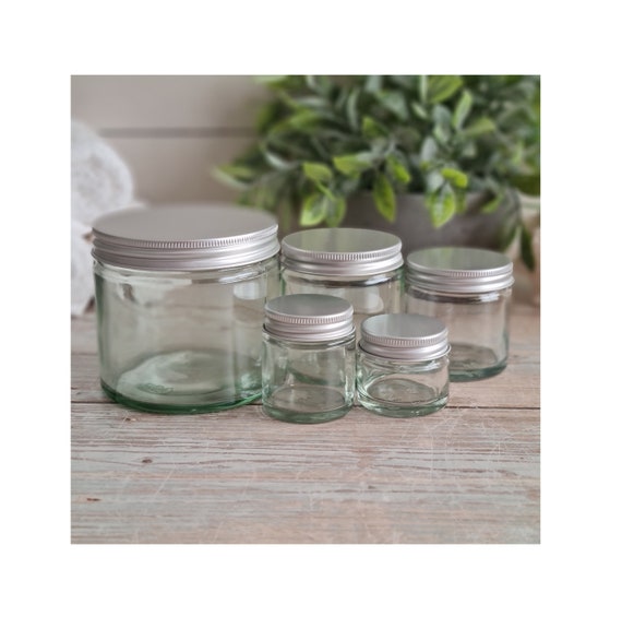 Clear Glass Jars With Airtight Aluminium Lids Perfect for Candlemaking,  Storage, DIY Beauty and Gifting Heat-resistant, Refillable 