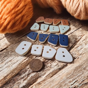 Large Sea Pottery Buttons Double Drilled 3mm Holes / Set of 4 Large Rustic Buttons / Ceramic Tumbled Buttons for Sewing & Knitting Supplies