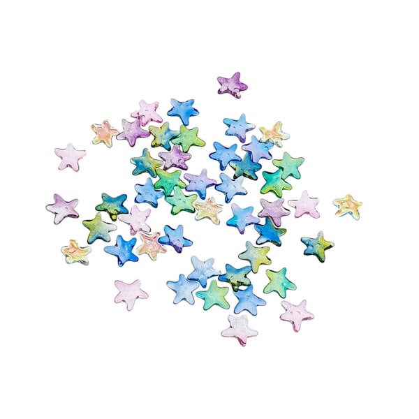 Starfish 8mm Tiny Micro Glass Star Fish Cabouchons / Art / Craft / Jewelry / Wedding/ Fairy Wand / Mini Colourful Star Shaped Embellishments