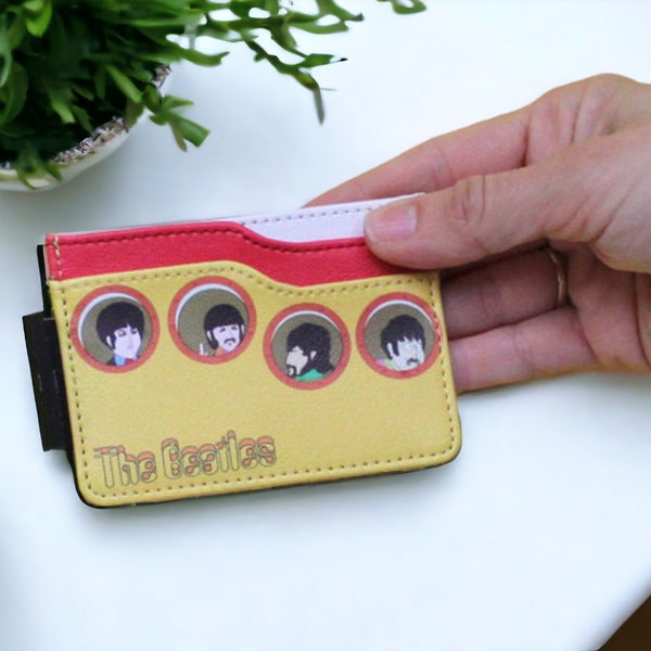 The Beatles Yellow Submarine Inspired Card Holder | Vegan Friendly Faux Leather Card Holder | Casual Chic Accessory | Gift for Beatles Fans