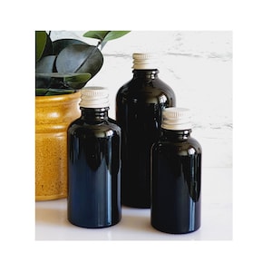 Refillable Black Glass Bottles Empty with Airtight Aluminum Lids - Face Serum Refill, Make Your Own, DIY Skincare, Aromatherapy, Beauty