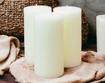 Ivory Off White Altar Pillar Candles /  Large Church Candles / Unscented / 65 hours Long Burn / Smokeless Candles Home Decor /  7.5cm x 15cm