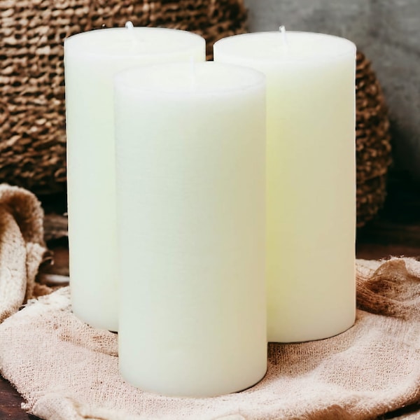 Ivory Off White Altar Pillar Candles /  Large Church Candles / Unscented / 65 hours Long Burn / Smokeless Candles Home Decor /  7.5cm x 15cm